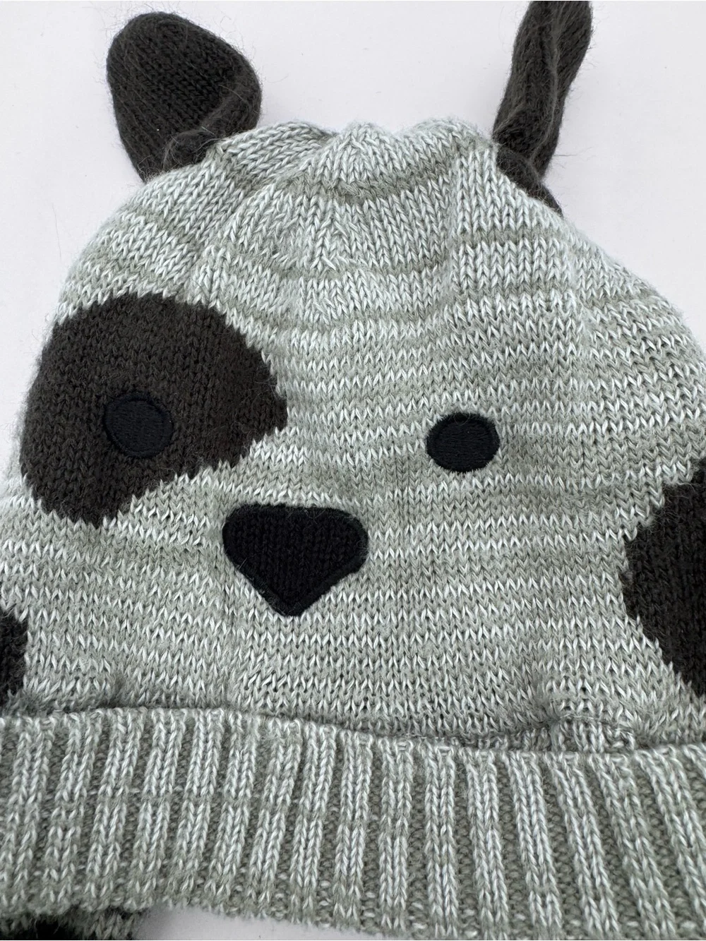 💜3/$15 Old Navy Toddler Gray Puppy Dog Critter Knit Beanie Hat Size L